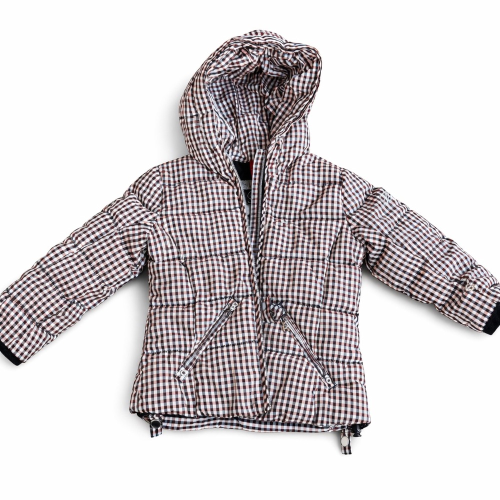 Bogner Kids Checkered Puffer Jacket - Brown and Pink
